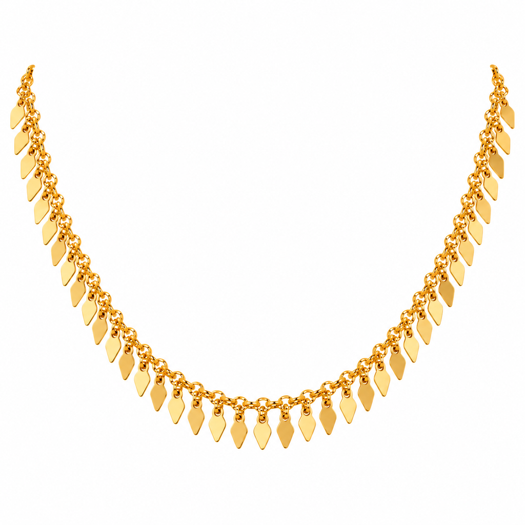 24K Gold Plated Traditional Elakkathali Necklace | Traditional Leaf Design | Elegant Lightweight Jewellery for Women