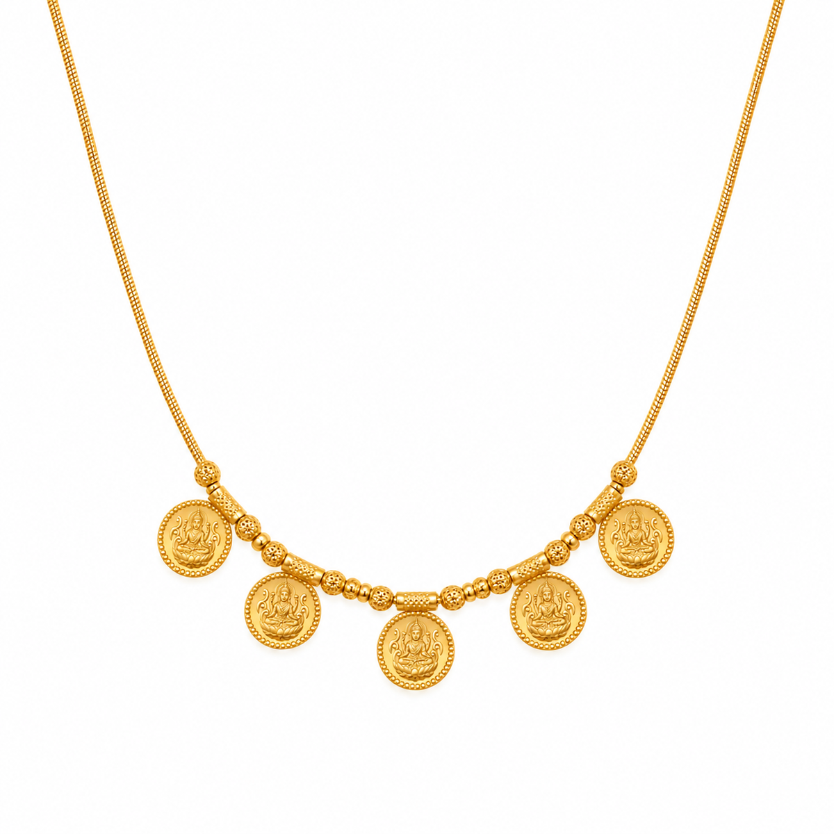 24K Gold Plated Traditional Lakshmi Coin Necklace | Temple Jewellery for Women
