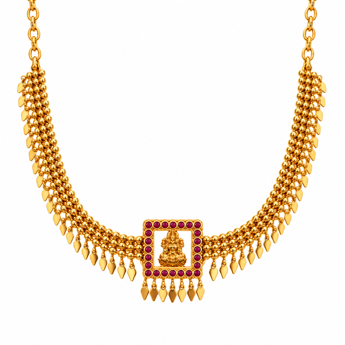 24K Gold Plated Lakshmi Elakkathali Chocker Necklace for Women | 15 Inches
