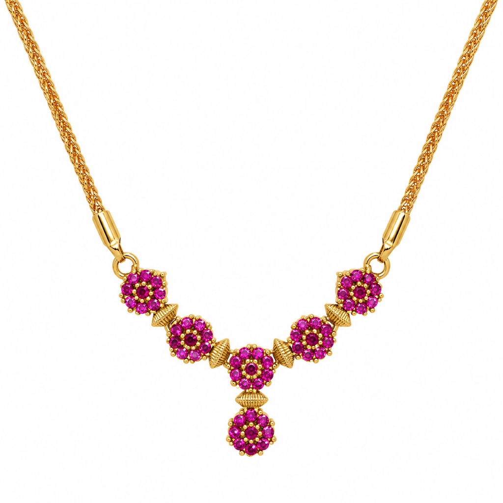 24K Gold Plated Floral Ruby Necklace for Women | Elegant Traditional & Modern Jewellery