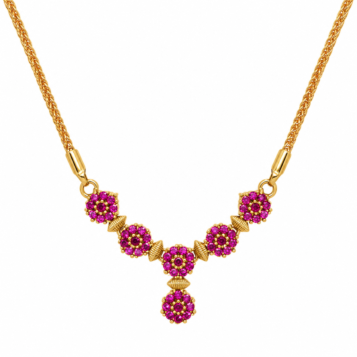 24K Gold Plated Floral Ruby Necklace for Women | Elegant Traditional & Modern Jewellery