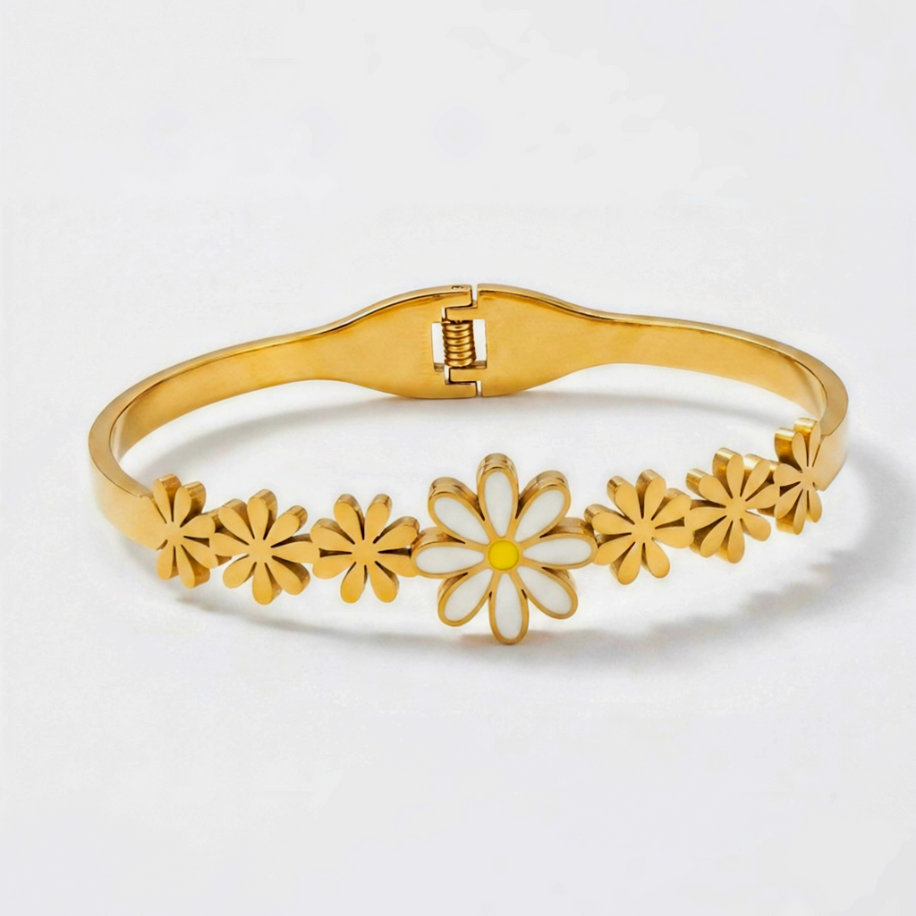 Daisy Garden Anti-Tarnish Gold Hinge Bracelet