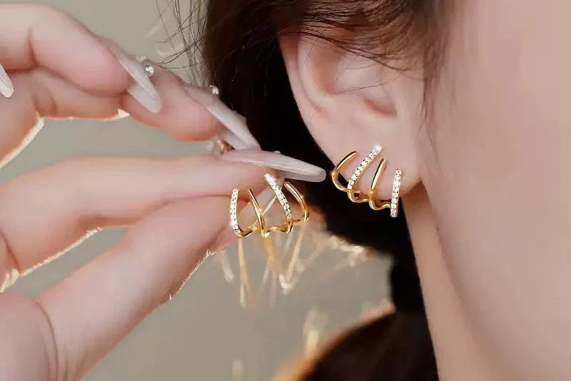 Stylish Gold Multi-Layer Ear Cuff Earrings for Women