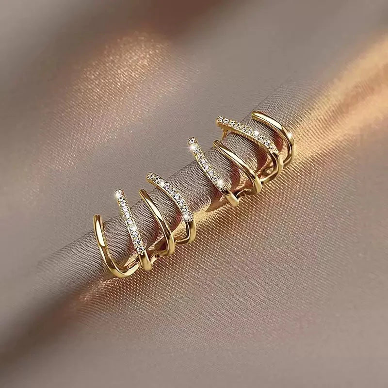Stylish Gold Multi-Layer Ear Cuff Earrings for Women