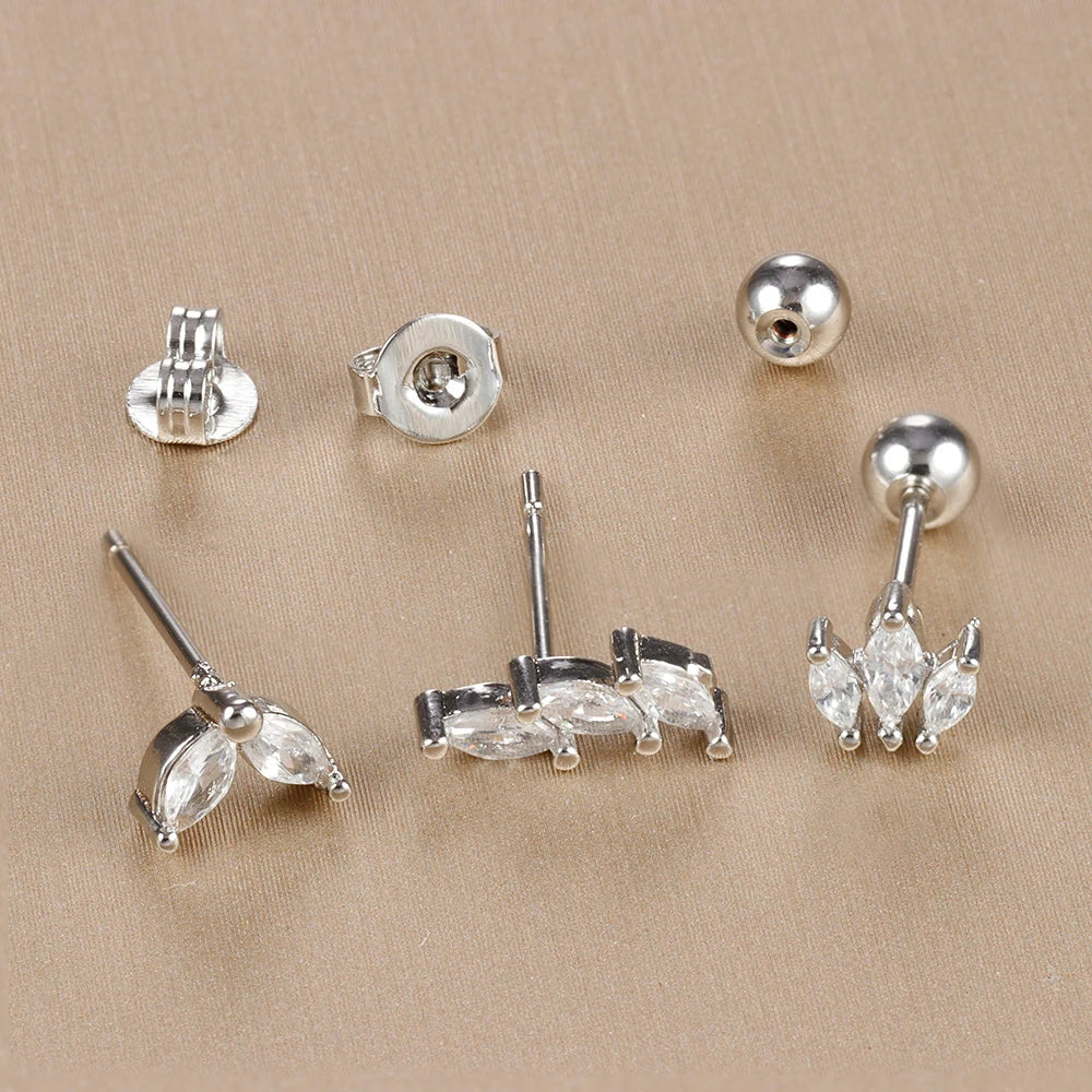 3PCS Crown Stud Earring Set for Women