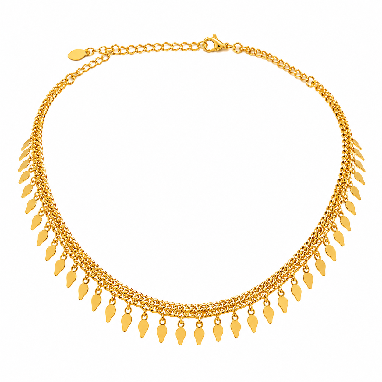 24K Premium Gold Plated Elegant Multi-Strand Droplet Necklace (Elakkathali)