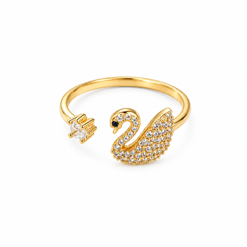 Elegant Swan Crystal Ring for Women