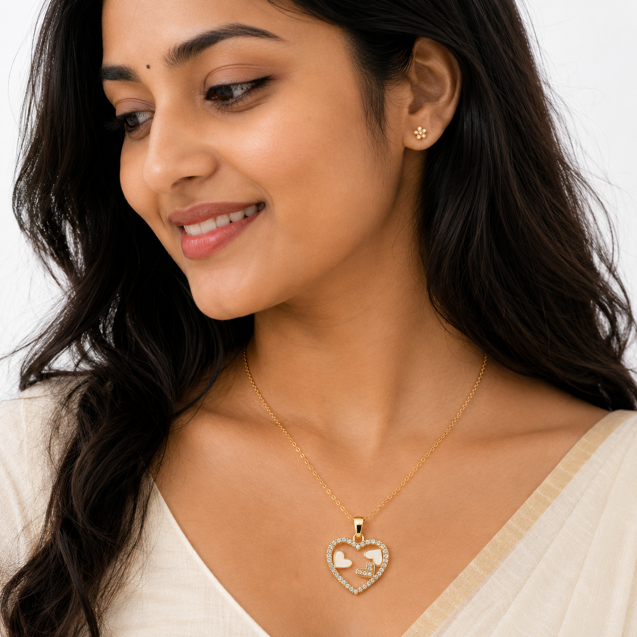 Anti Tarnish Elegant Gold-Plated Heart Pendant Necklace for Women