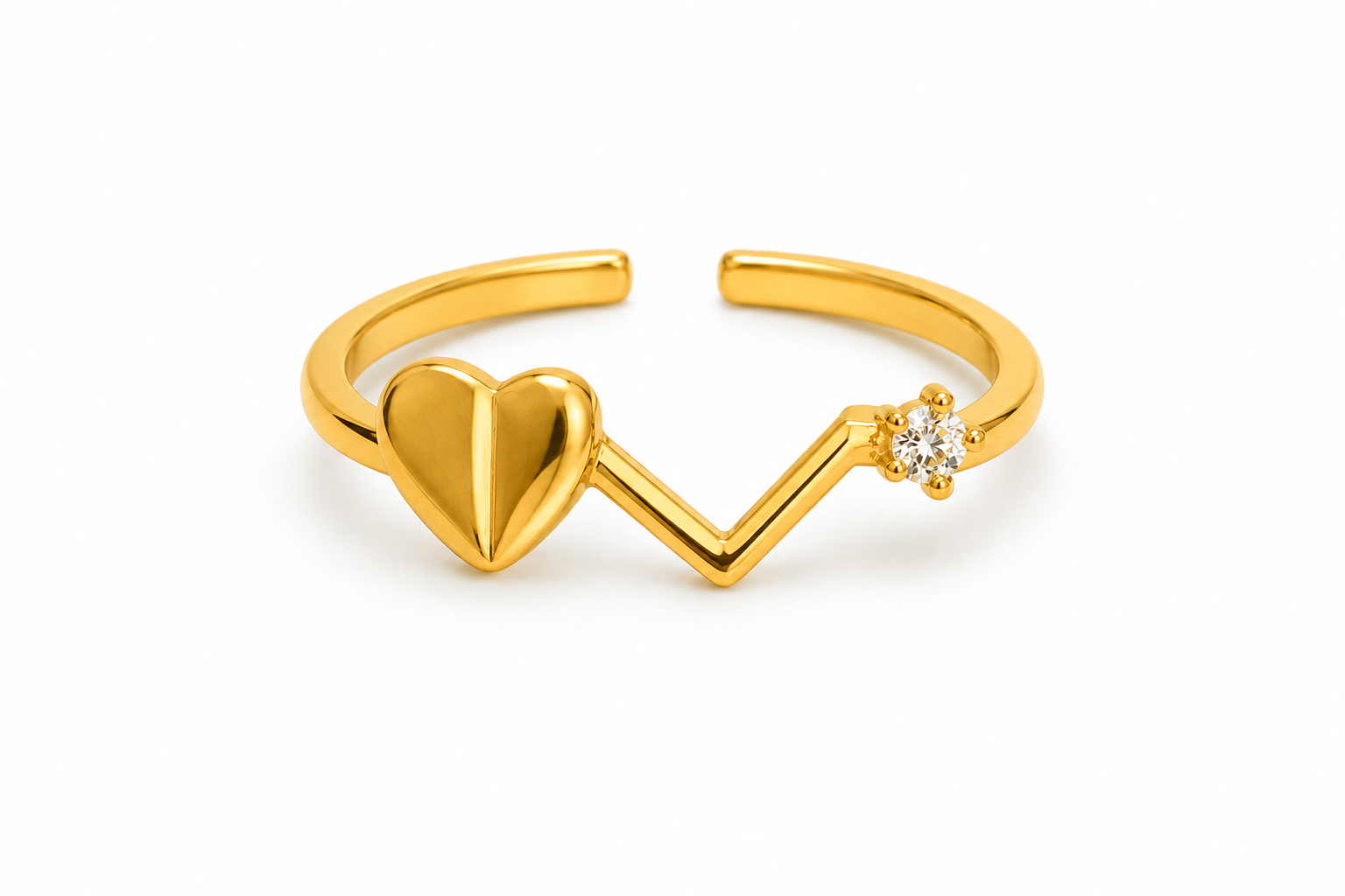 Elegant Gold Plated Heart Ring for Women