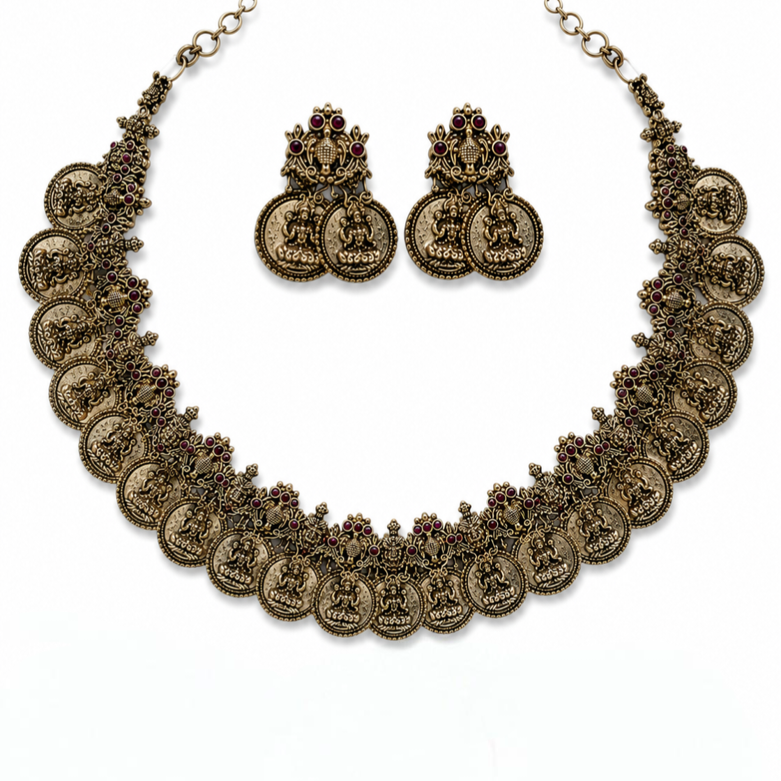 Mehendi Design Chocker Necklace with Matching Earrings – Traditional Temple Jewellery