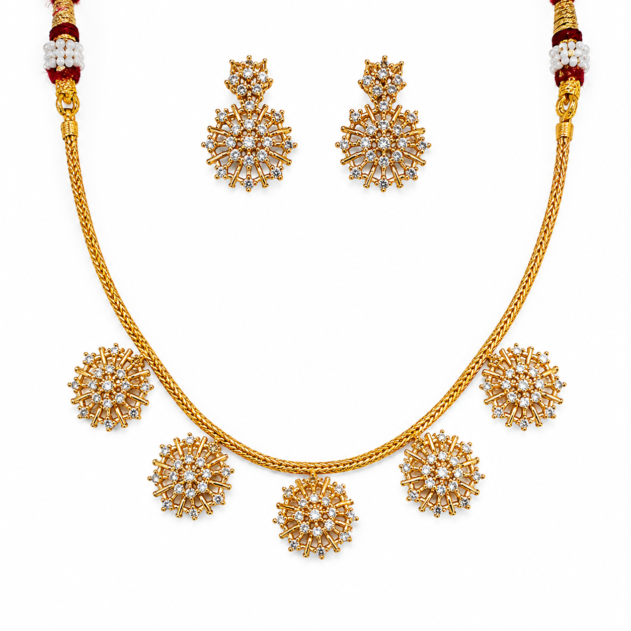 Premium Gold Plated AD Stone Chocker Necklace | Elegant Floral Design