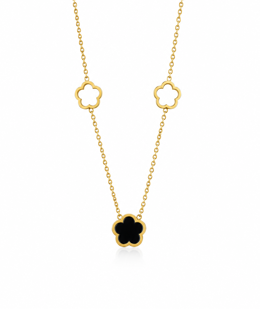 Anti Tarnish Midnight Bloom Multi-Motif Necklace