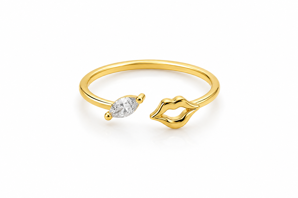 Trendy Gold Lip Design Adjustable Ring for Women
