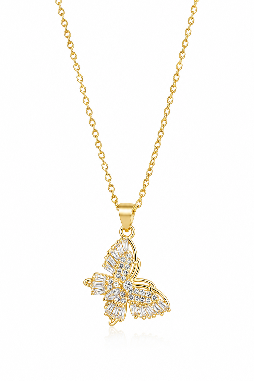 Anti Tarnish Elegant Gold-Plated Butterfly Pendant Necklace for Women