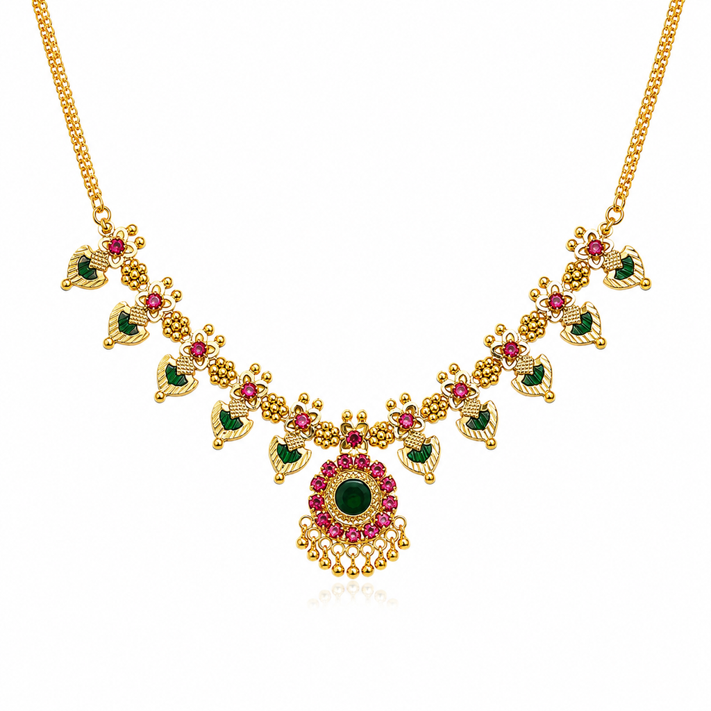 24K Gold Plated Palakka Necklace | Traditional Kerala Jewellery