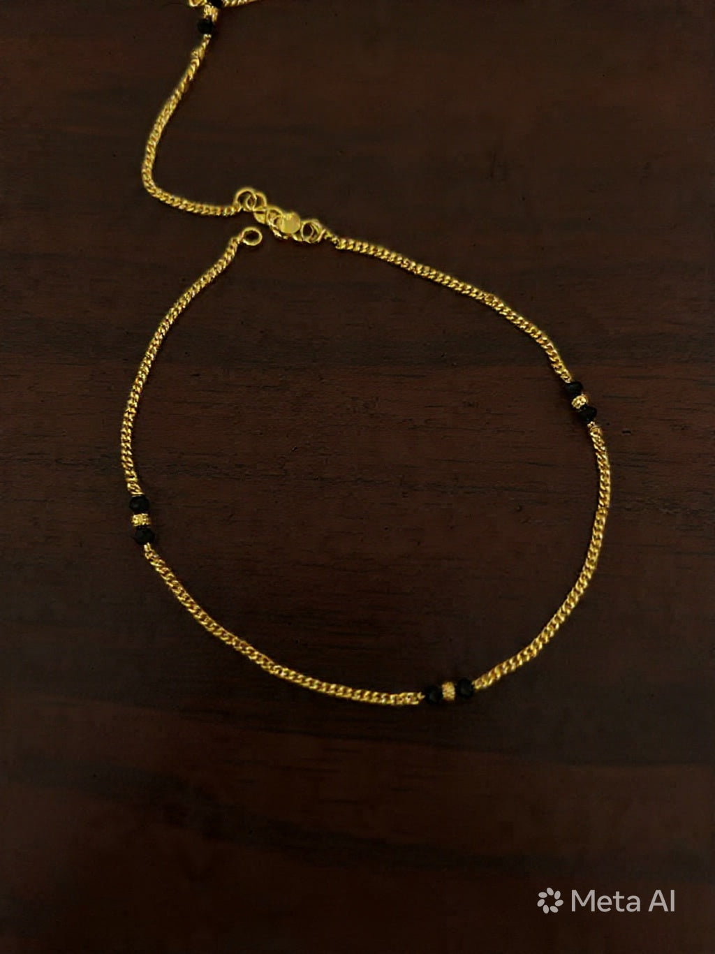 24ct Gold Plated with Traditional Black Bead Anklet