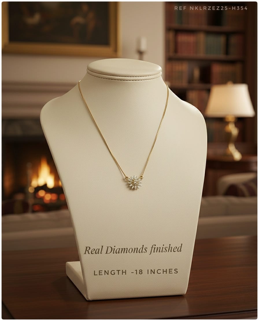 24ct Gold Plated Sparkling Floral Burst Pendant Necklace