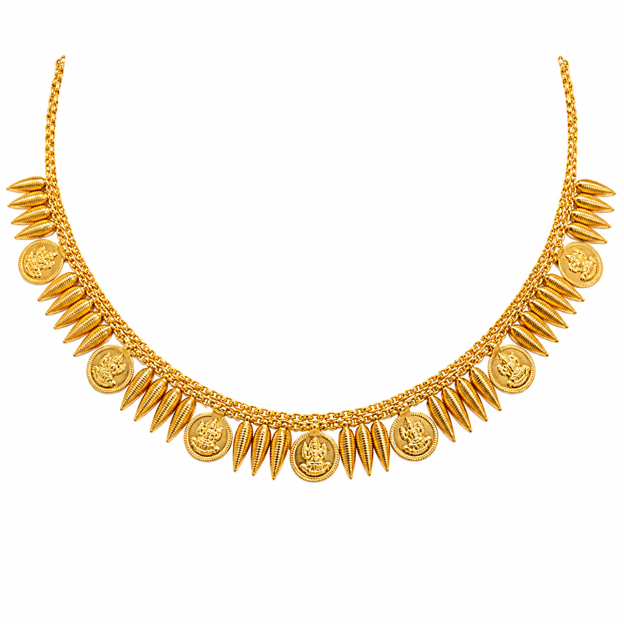 24K Gold Plated Traditional Lakshmi Coin Necklace | Kerala Temple Jewellery