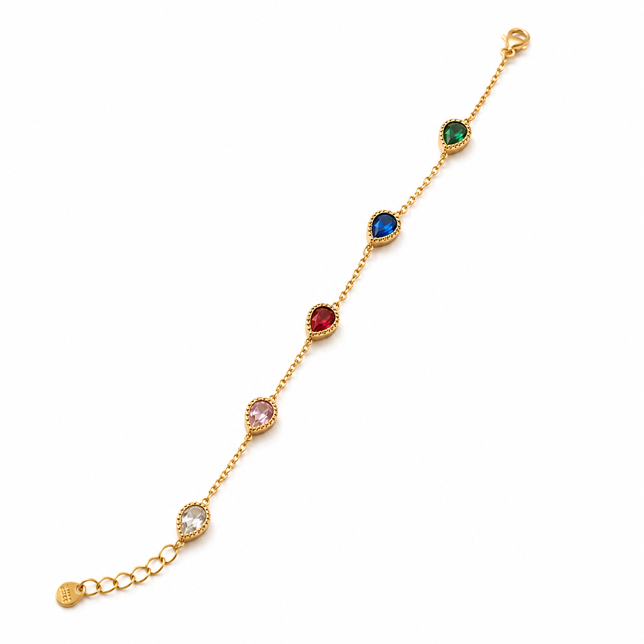 The Aurora Teardrop Bracelet: Anti-Tarnish Multi-Color Gemstone Chain
