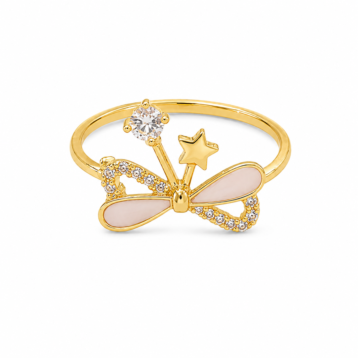 Cute Butterfly Star Crystal Ring for Women