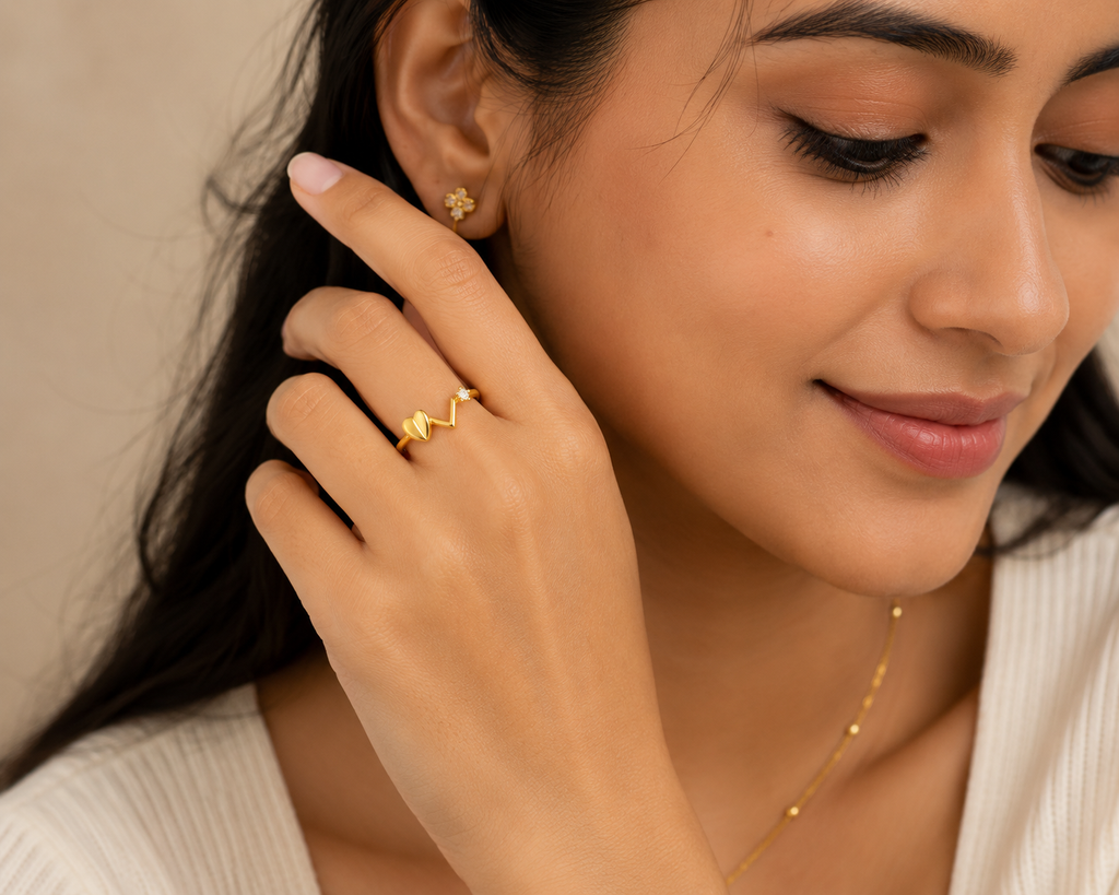 Elegant Gold Plated Heart Ring for Women