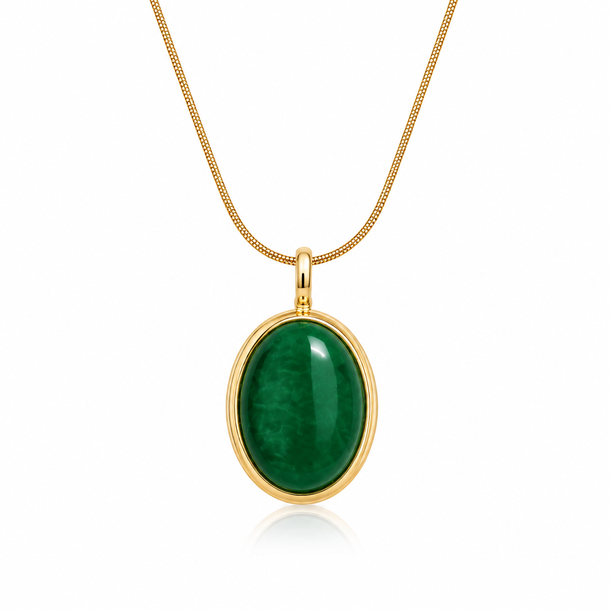 Anti Tarnish Emerald Green Oval Pendant Necklace for Women