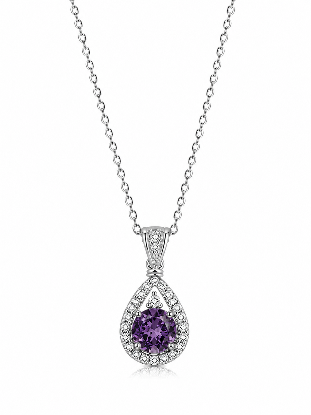 Elegant Purple Stone Teardrop Pendant Necklace for Women