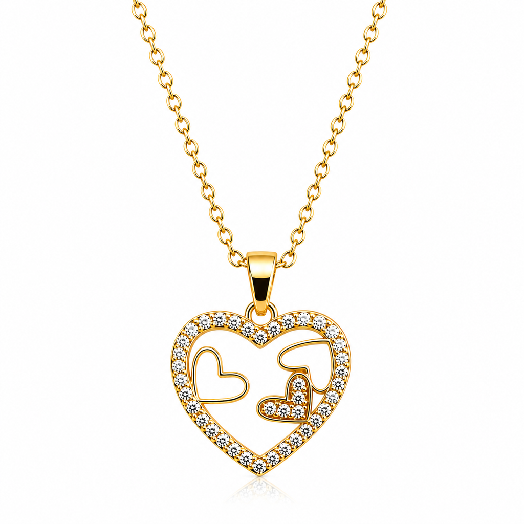 Anti Tarnish Elegant Gold-Plated Heart Pendant Necklace for Women