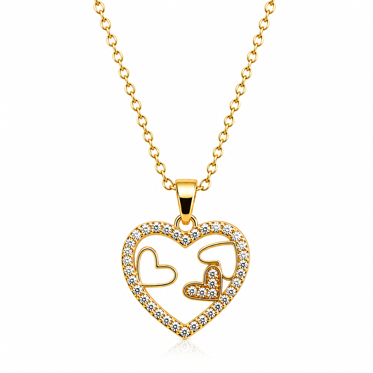 Anti Tarnish Elegant Gold-Plated Heart Pendant Necklace for Women