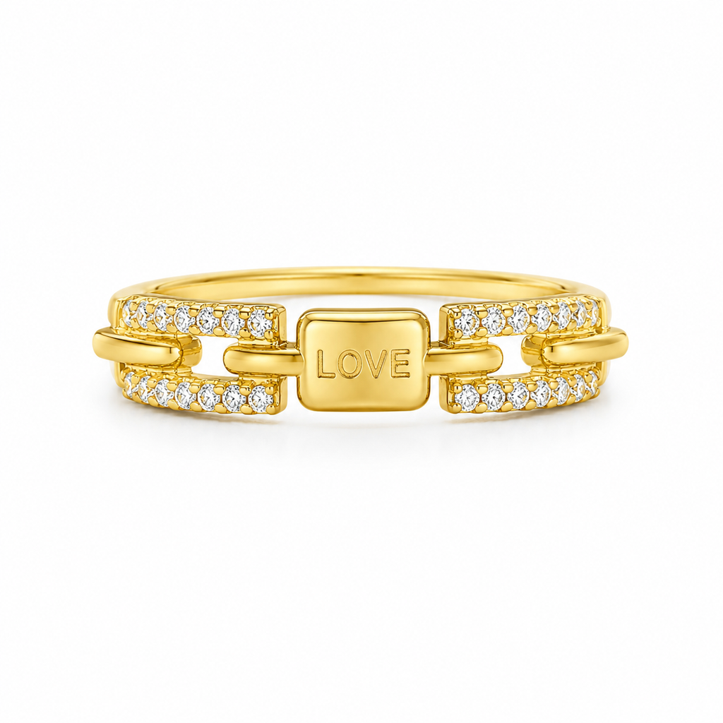 Elegant Love Lock Crystal Ring for Women
