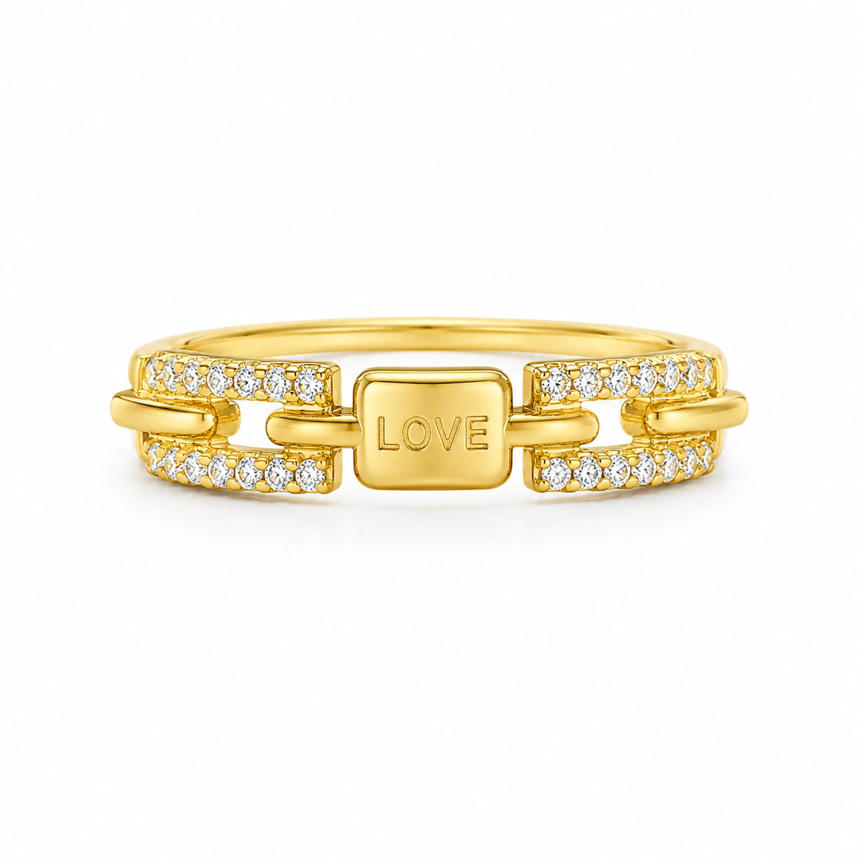 Elegant Love Lock Crystal Ring for Women